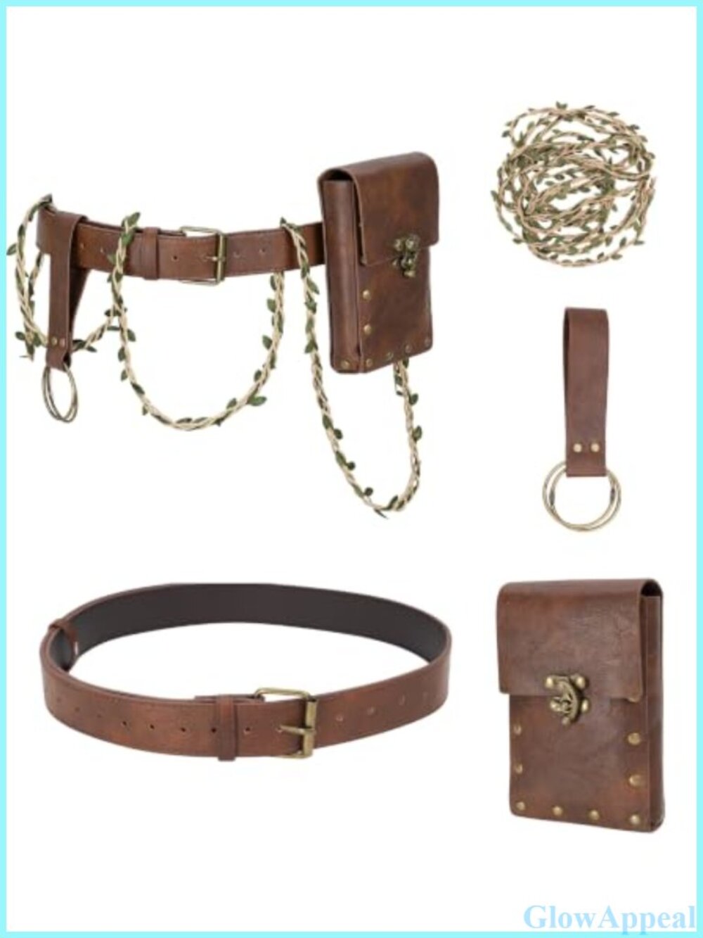 Faux Leather Medieval Belt Pouch Set Ren Faire Cosplay Accessories